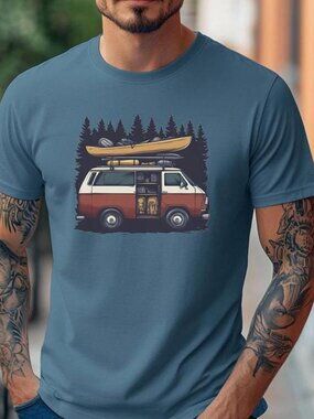Camping Van Herren T-Shirt 🚐 | Vanlife Shirt mit Camping Gear